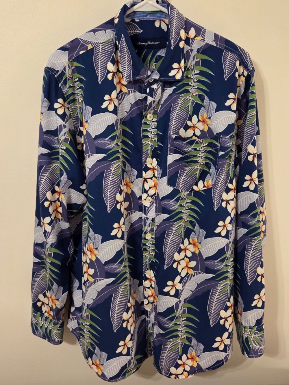 Tommy Bahama Blue Tropical Tencel Shirt Men's M